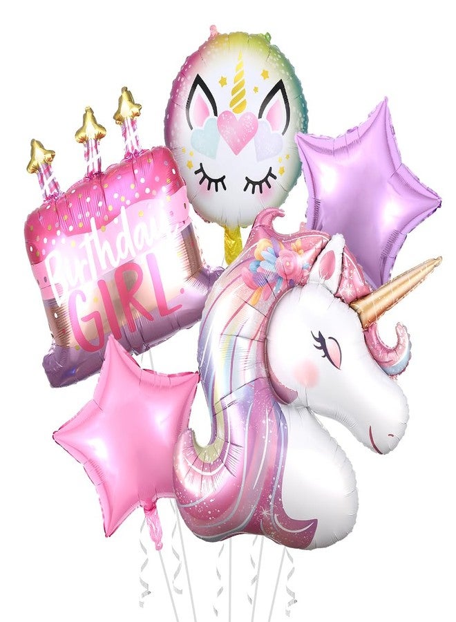 EASUTE 5 Pcs Unicorn Balloons - Unicorn Party Decorations 3D Birthday Decorations for Girls Foil Balloons Set Macaron and Rainbow Balloon Wedding Baby Shower Party Supplies - Image 1