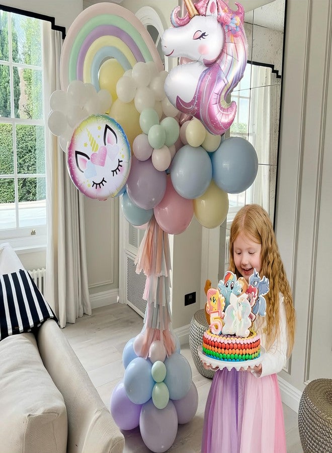 EASUTE 5 Pcs Unicorn Balloons - Unicorn Party Decorations 3D Birthday Decorations for Girls Foil Balloons Set Macaron and Rainbow Balloon Wedding Baby Shower Party Supplies - Image 4