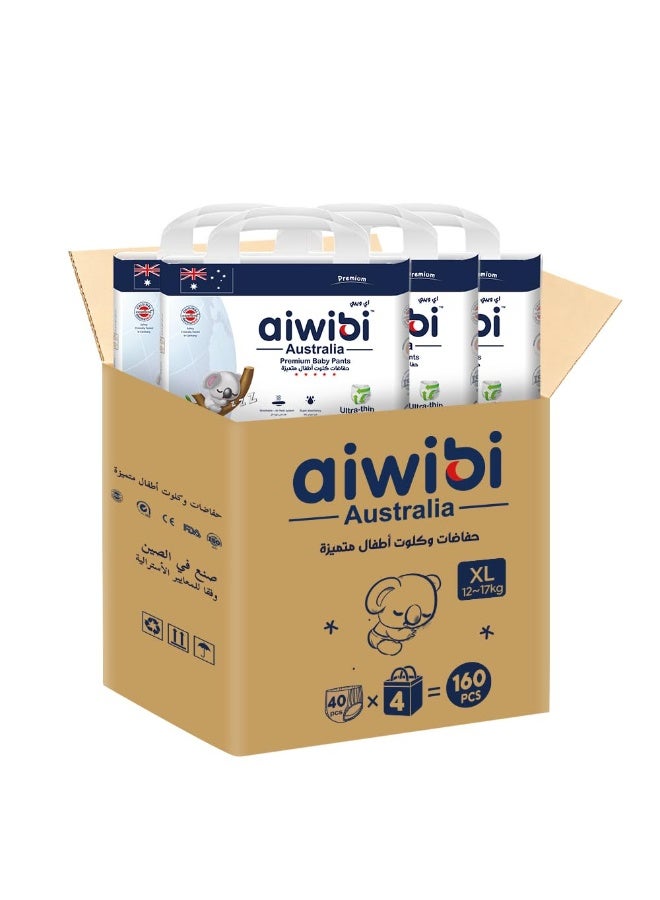 aiwibi Ultra Thin Baby Diaper Pants Pack of 4 – Size 5 (12-17kg) with100% Leak Protection, Super Soft, Anti-Irritation, High Absorption, 360° Stretch Waistband (X-Large 40) - Image 1
