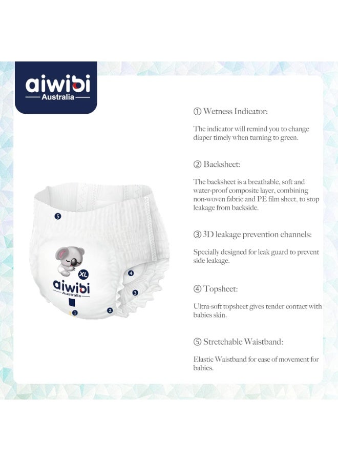 aiwibi Ultra Thin Baby Diaper Pants Pack of 4 – Size 5 (12-17kg) with100% Leak Protection, Super Soft, Anti-Irritation, High Absorption, 360° Stretch Waistband (X-Large 40) - Image 4