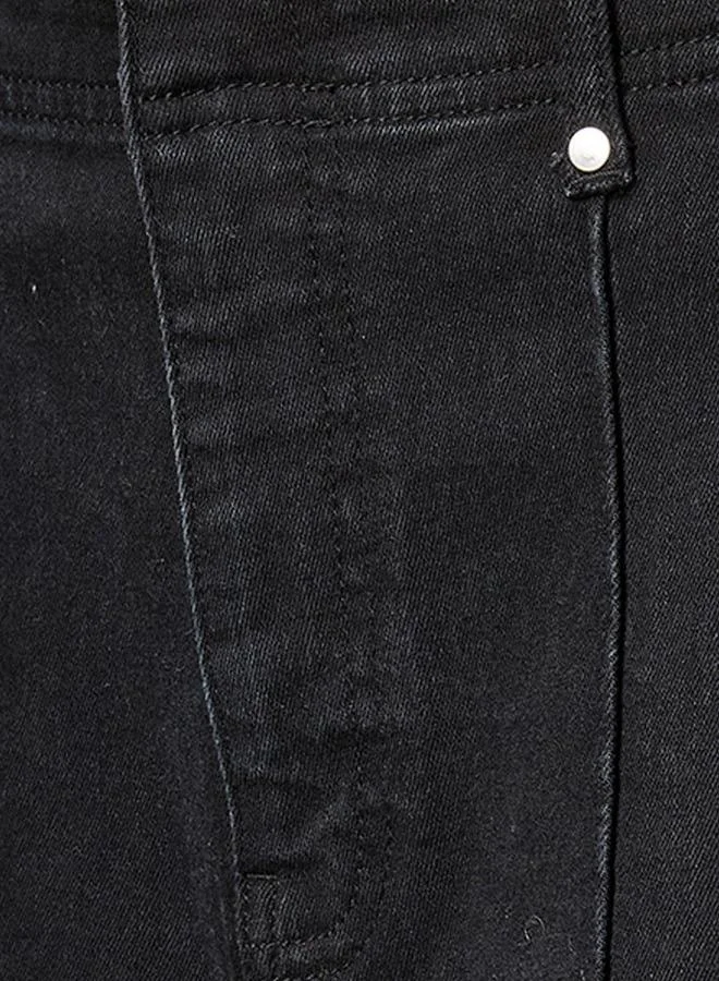 Splash FAV BLACK Denim Wide Leg Buttoned Waist Pants for Women | Best Price UAE