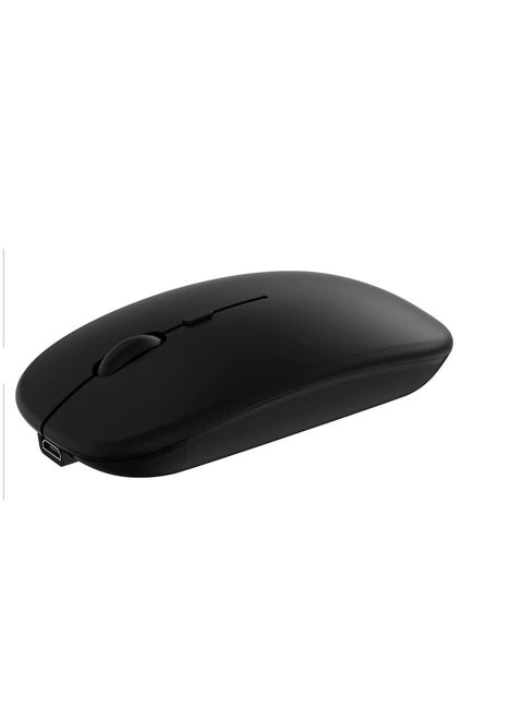 Wireless Bluetooth Mouse for Apple iPad iPhone MacBook Android Samsung Tablet Phone Dual-Mode Rechargeable 2.4G Portable Computer Mice for Windows Laptop Notebook PC Mac Desktop USB Receiver (Black)