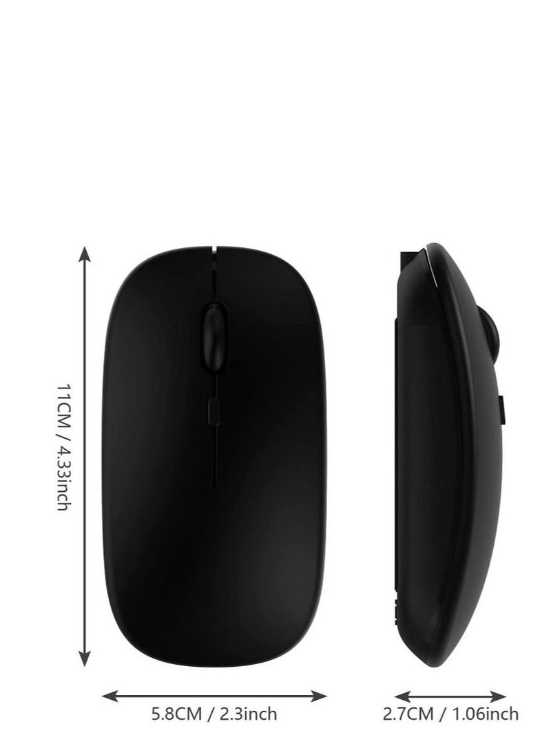 Generic - Wireless Bluetooth Mouse for Apple iPad iPhone MacBook Android Samsung Tablet Phone Dual-Mode Rechargeable 2.4G Portable Computer Mice for Windows Laptop Notebook PC Mac Desktop USB Receiver (Black) - Image 1