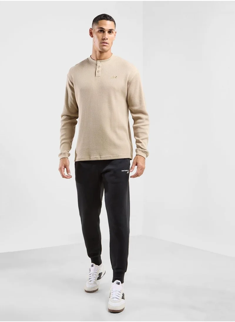 New Balance Waffle Knit Long Sleeve Henley