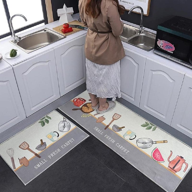 Home-Cloud HomeCloud Rectangular Kitchen Mat AntiSlip Soft Washable Printed Designs for Floor Kitchen Room 6mm Thick Pack of 2 Contain 1 Large 41 X 122 Cm 1 Small 41 X 61 Cm - Image 4