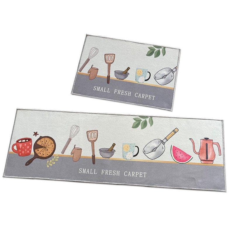 Home-Cloud HomeCloud Rectangular Kitchen Mat AntiSlip Soft Washable Printed Designs for Floor Kitchen Room 6mm Thick Pack of 2 Contain 1 Large 41 X 122 Cm 1 Small 41 X 61 Cm - Image 3