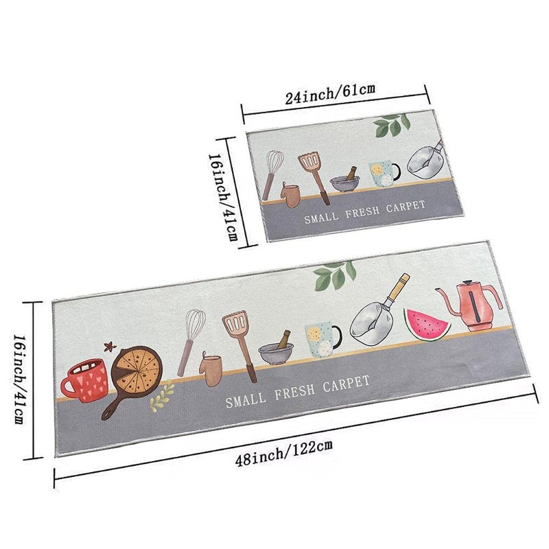 Home-Cloud HomeCloud Rectangular Kitchen Mat AntiSlip Soft Washable Printed Designs for Floor Kitchen Room 6mm Thick Pack of 2 Contain 1 Large 41 X 122 Cm 1 Small 41 X 61 Cm - Image 2