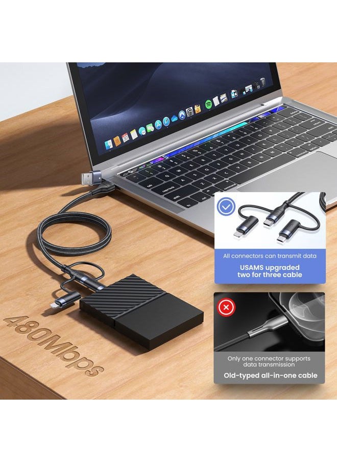 YOUSAMS PD 60W USB C Multi Fast Charging Cable Nylon Braided Cord 5-in-1 3A USB/C to Type C/Micro/Phone Fast Sync Charger Adapter Compatible with Laptop/Tablet  - Image 5