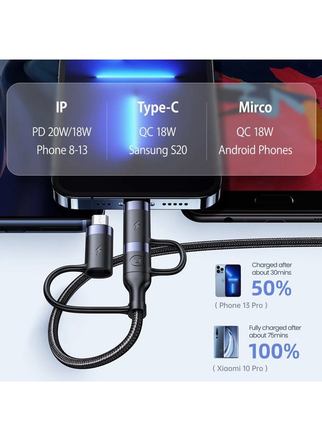 YOUSAMS PD 60W USB C Multi Fast Charging Cable Nylon Braided Cord 5-in-1 3A USB/C to Type C/Micro/Phone Fast Sync Charger Adapter Compatible with Laptop/Tablet  - Image 3