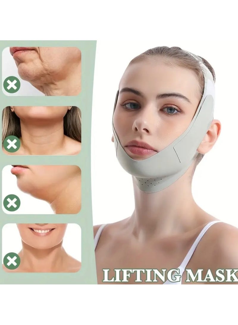 كلين ويف حزام رفع الذقن على شكل حرف V – تنحيف الوجه القابل لإعادة الاستخدام ومخفض الذقن المزدوج | حزام تشكيل خط الفك وشد الوجه للنساء – مضاد للترهل ومريح وقابل للتعديل (أخضر) - Image 2