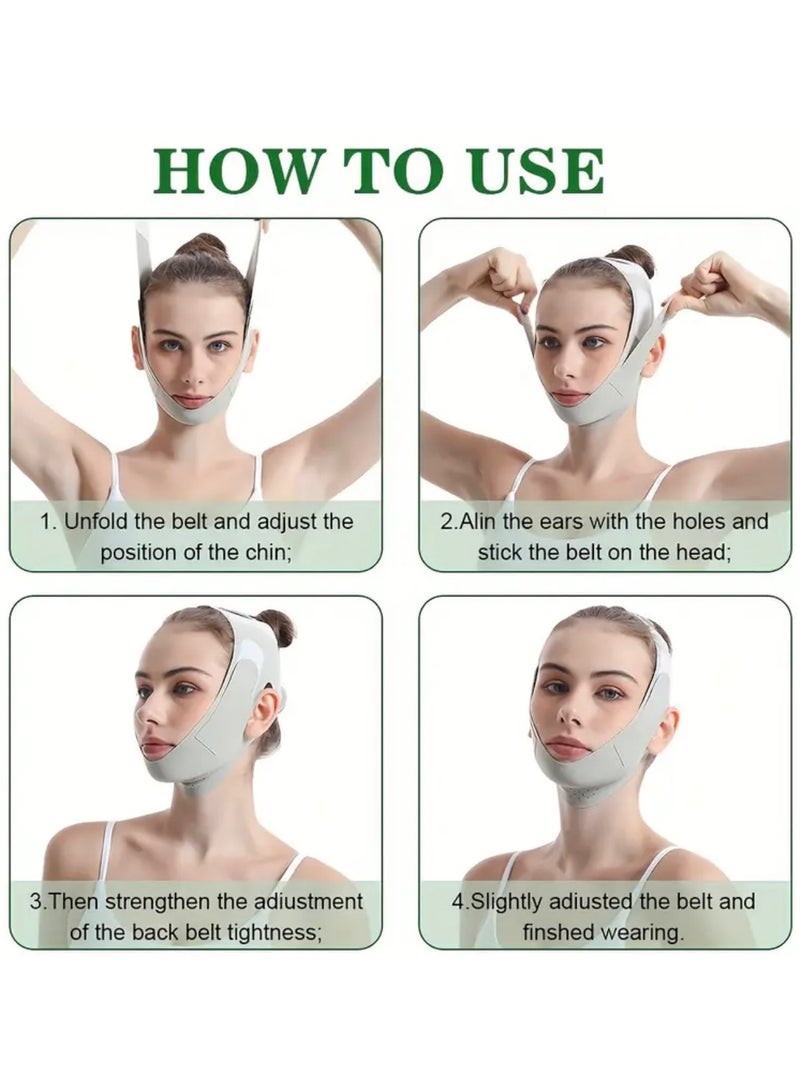 كلين ويف حزام رفع الذقن على شكل حرف V – تنحيف الوجه القابل لإعادة الاستخدام ومخفض الذقن المزدوج | حزام تشكيل خط الفك وشد الوجه للنساء – مضاد للترهل ومريح وقابل للتعديل (أخضر) - Image 3