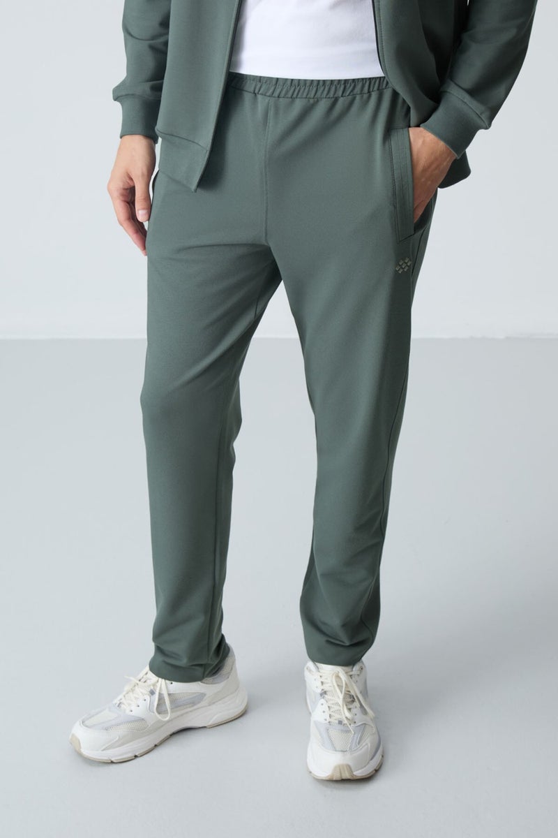 Tommy Life Khaki Cotton Thick Soft Texture Comfort Fit Basic Men's Tracksuit - 85260  - Image 5