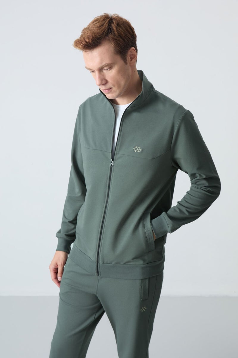 Tommy Life Khaki Cotton Thick Soft Texture Comfort Fit Basic Men's Tracksuit - 85260  - Image 3