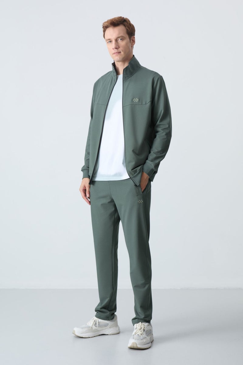 Tommy Life Khaki Cotton Thick Soft Texture Comfort Fit Basic Men's Tracksuit - 85260  - Image 1