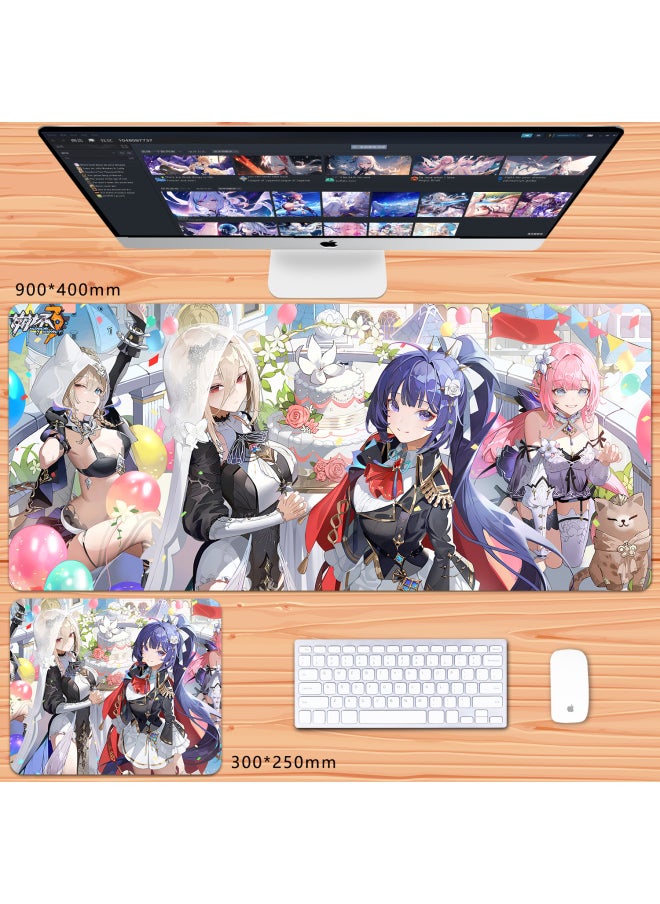 Generic - No Overlock Honkai Impact 3 Mouse Pad Extra Large Animation Kiana Dem Lisa Alicia Two-Dimensional Notebook-Color:120x60cm Thickness 3mm-Pattern:He Chen Chart - Image 1