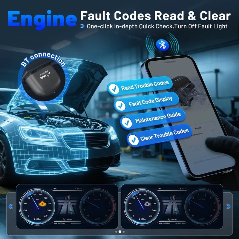 أداة اكس  جهاز فحص أعطال السيارة Xtool Advancer AD20PRO OBD2 Bluetooth Scanner Full System Car Diagnostic Tool OBD2 Scanner Oil Reset & Battery Tests Code Reader - Image 4