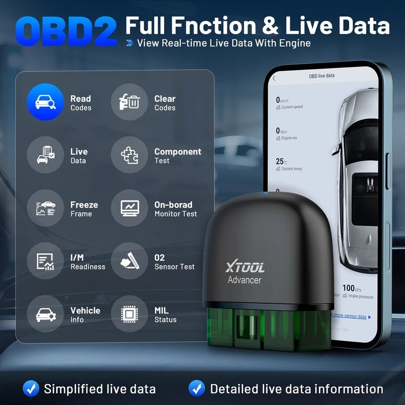 أداة اكس  جهاز فحص أعطال السيارة Xtool Advancer AD20PRO OBD2 Bluetooth Scanner Full System Car Diagnostic Tool OBD2 Scanner Oil Reset & Battery Tests Code Reader - Image 5