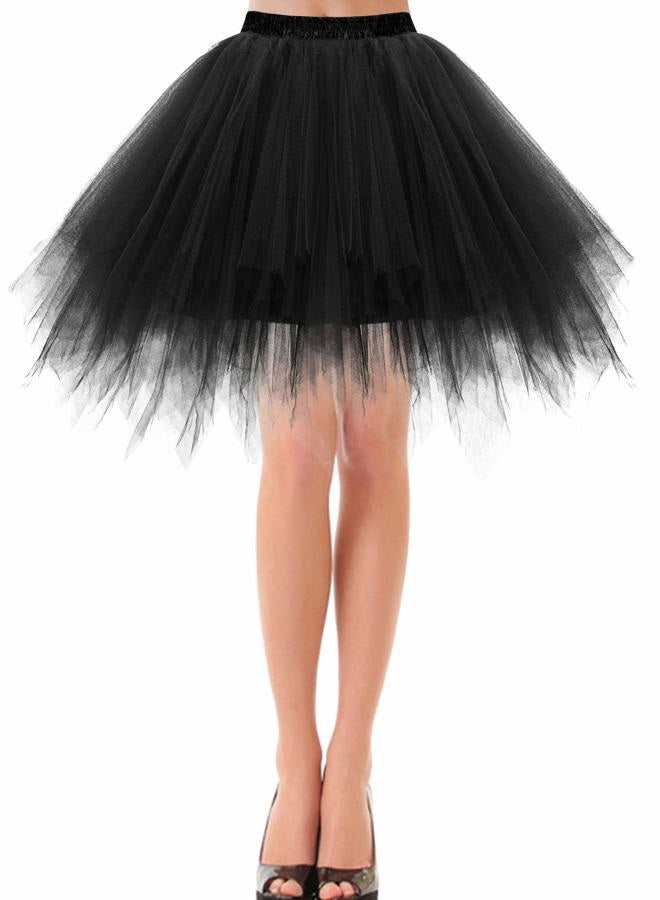 Bbonlinedress Women's Mini Tulle Skirt 1950s Vintage Adult Ballet Tutu Skater Skirt for Cosplay Party, Black, S - Image 1