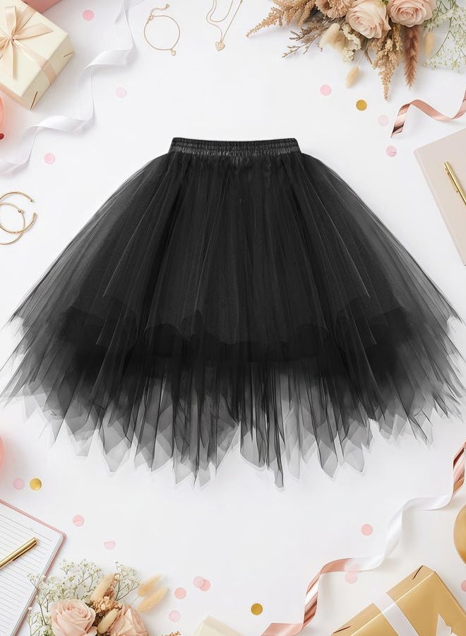 Bbonlinedress Women's Mini Tulle Skirt 1950s Vintage Adult Ballet Tutu Skater Skirt for Cosplay Party, Black, S - Image 2