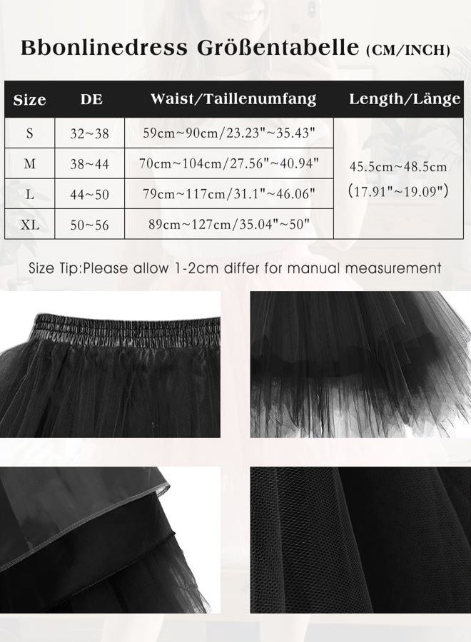 Bbonlinedress Women's Mini Tulle Skirt 1950s Vintage Adult Ballet Tutu Skater Skirt for Cosplay Party, Black, S - Image 4