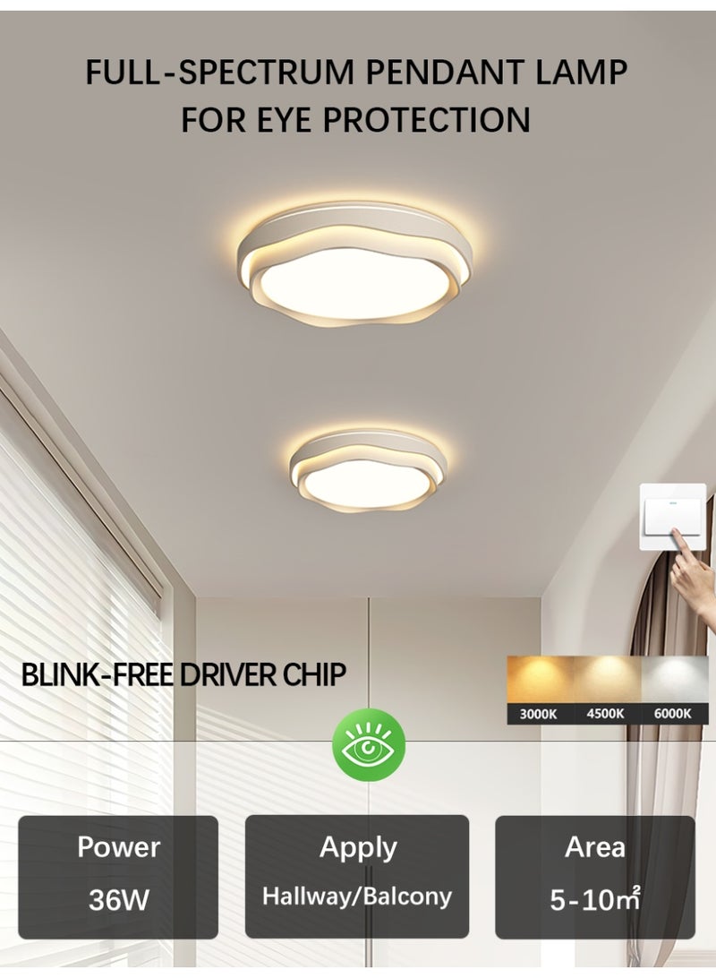 Modern Minimalist Wavy Ceiling Light with Three-Color Temperature Settings, Ideal for Hallways and Balconies - Image 1