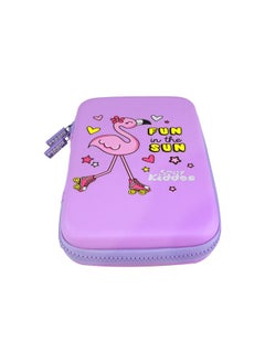 SMILY KIDDOS Smily Kiddos Ethylene Vinyl Acetate (Eva) Single Compartment Pencil Case Cute Large Hardtop Pencil Case Organizer School Kids Girls Women Pen Holder Pouch Multi Purpose (Fun Flamingo Theme,Purple)  - Image 4