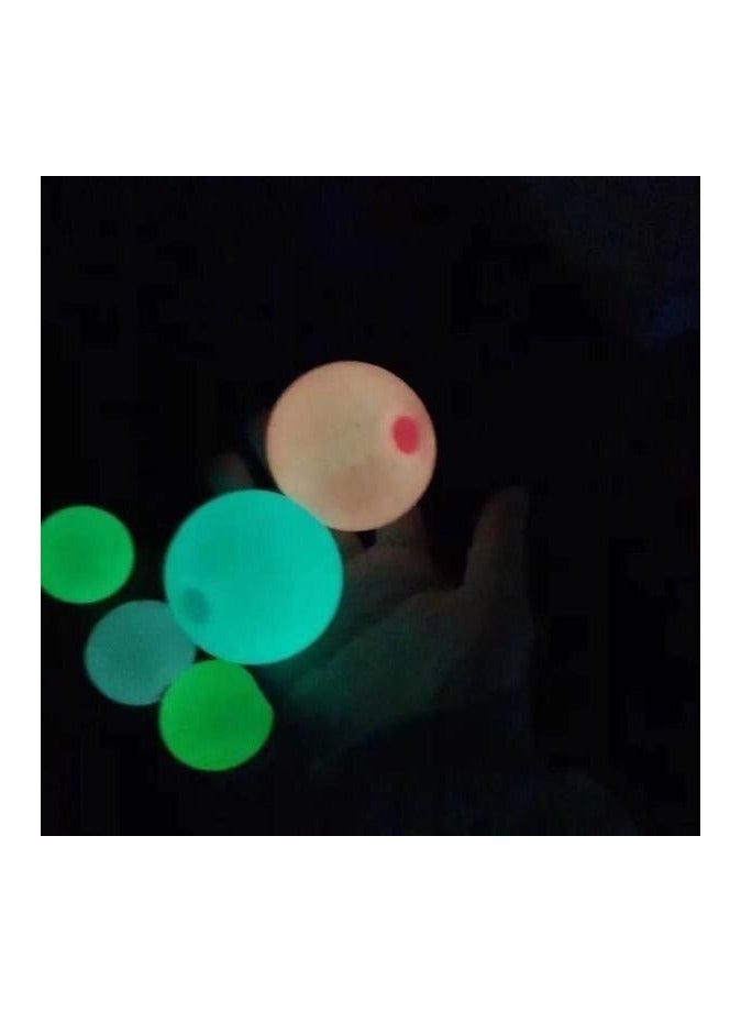 4-Piece Soft And Squeeze Stress Relief Novelty Sticky Glow In Dark Ball - Image 2
