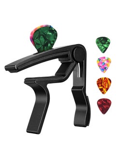 Megarya Guitar Capo, Black Capo, Pick Holder on Capo for Acoustic Electric Guitar,Ukulele,Mandolin,Banjo (Black)  - Image 1