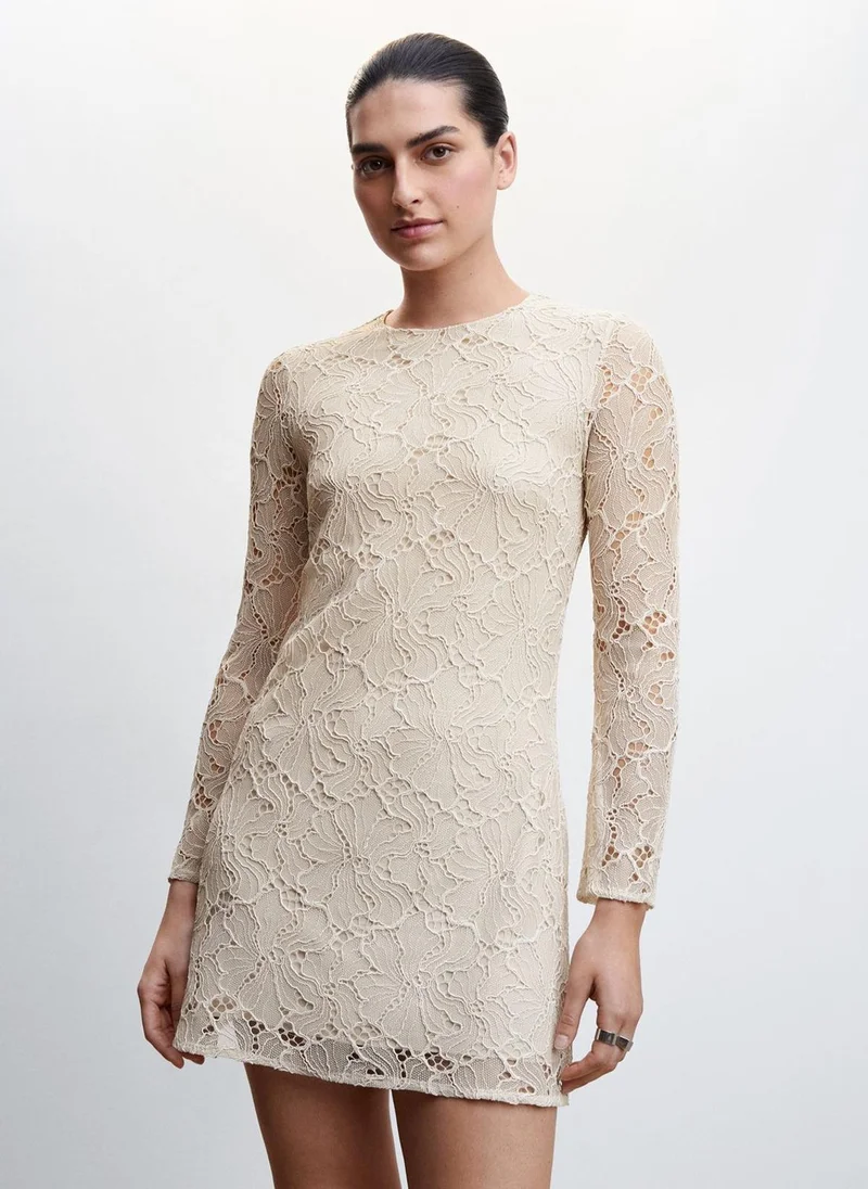 MANGO Broidered Knitted Dress