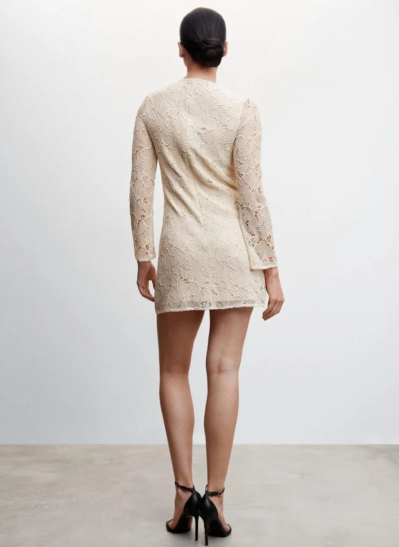 MANGO Broidered Knitted Dress