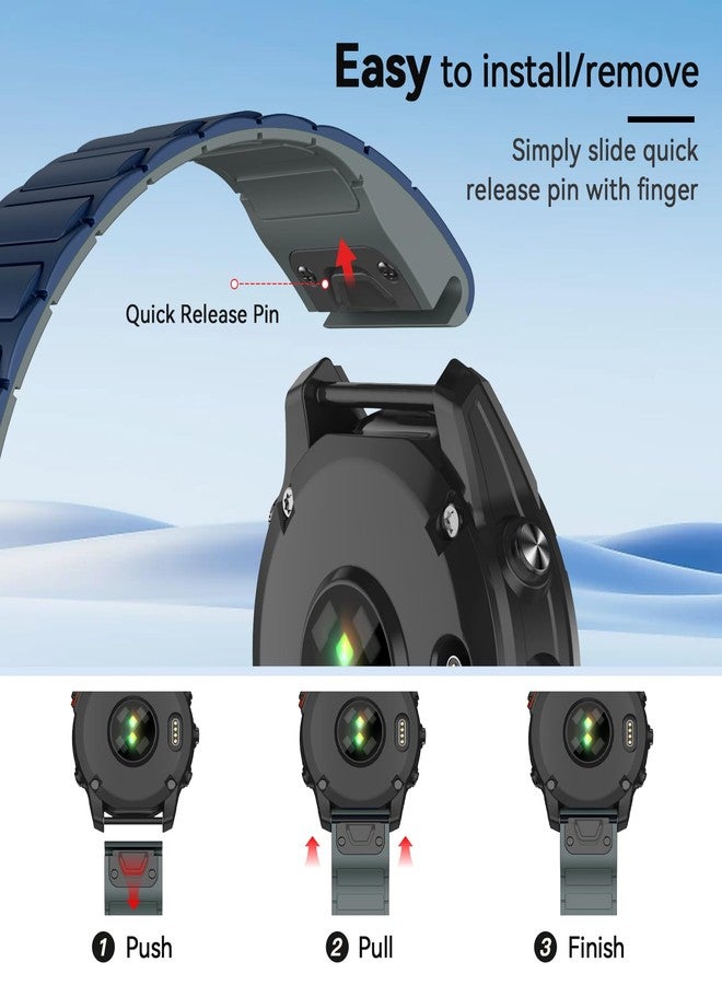 ISABAKE 22mm Watch Band Compatible with Garmin Fenix 8 47MM/Fenix 7/6/5, Fenix 6/7 Pro, Fenix 5 Quick Fit Silicone Strap for Men Women - Image 4