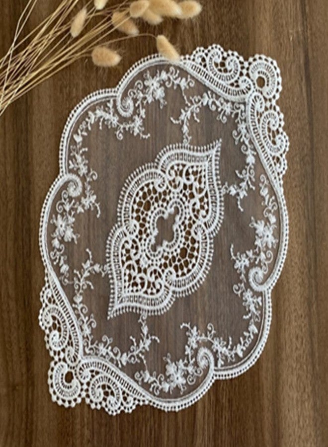 Fiygor 2Pack 12x18-in Retro Lace Placemats, French Crochet Doilies, Handmade Embroidered Table Mats, White - Image 1