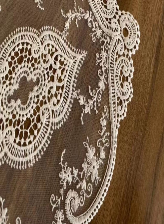 Fiygor 2Pack 12x18-in Retro Lace Placemats, French Crochet Doilies, Handmade Embroidered Table Mats, White - Image 4