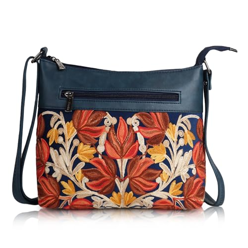 EVEDA Synthetic Leather Gorgeous Embroidered Stylish Design Shoulder Crossbody Side Sling Bag For Women - Image 1