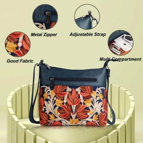 EVEDA Synthetic Leather Gorgeous Embroidered Stylish Design Shoulder Crossbody Side Sling Bag For Women - Image 5