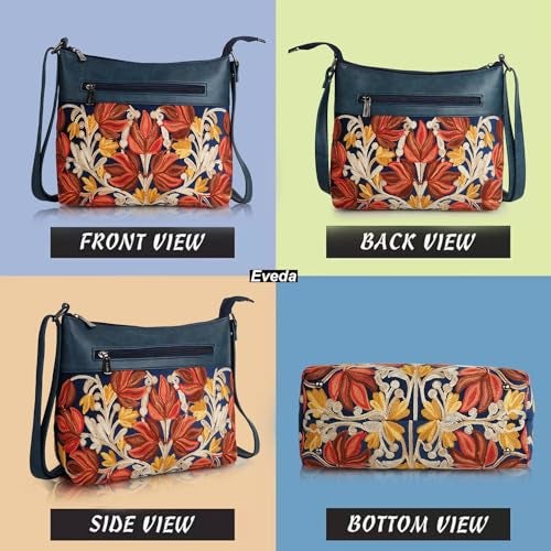 EVEDA Synthetic Leather Gorgeous Embroidered Stylish Design Shoulder Crossbody Side Sling Bag For Women - Image 4