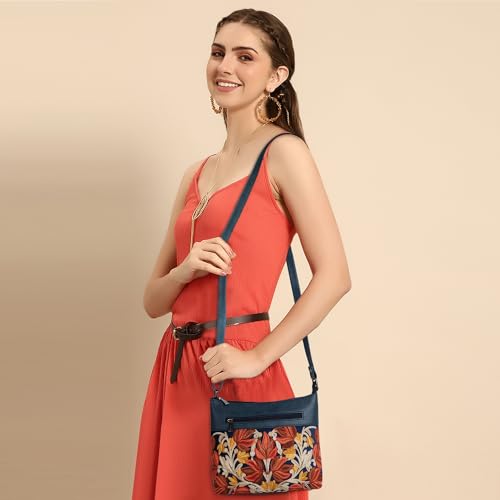 EVEDA Synthetic Leather Gorgeous Embroidered Stylish Design Shoulder Crossbody Side Sling Bag For Women - Image 3