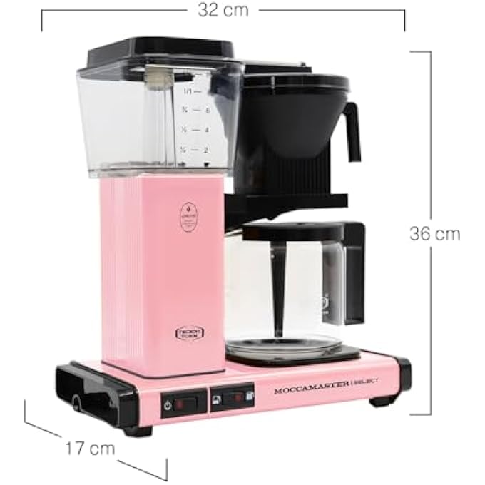 Moccamaster Kbg Select Filter Coffee Maker  125L Glass Carafe 6Min Fast Brew FullHalf Pot Selector Hot Plate 8085C Auto ShutOff Handmade Ecbc  Sca Certified Pastel Pink - Image 3