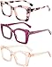 REAVEE 3 Pack Oversized Square Reading Glasses Oprah Style for Women Blue Light Blocking Large Frame Computer Designer Fashion Readers with Spring Hinge Pink LeopardPurpleTea125 - Image 4