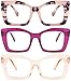 REAVEE 3 Pack Oversized Square Reading Glasses Oprah Style for Women Blue Light Blocking Large Frame Computer Designer Fashion Readers with Spring Hinge Pink LeopardPurpleTea125 - Image 1