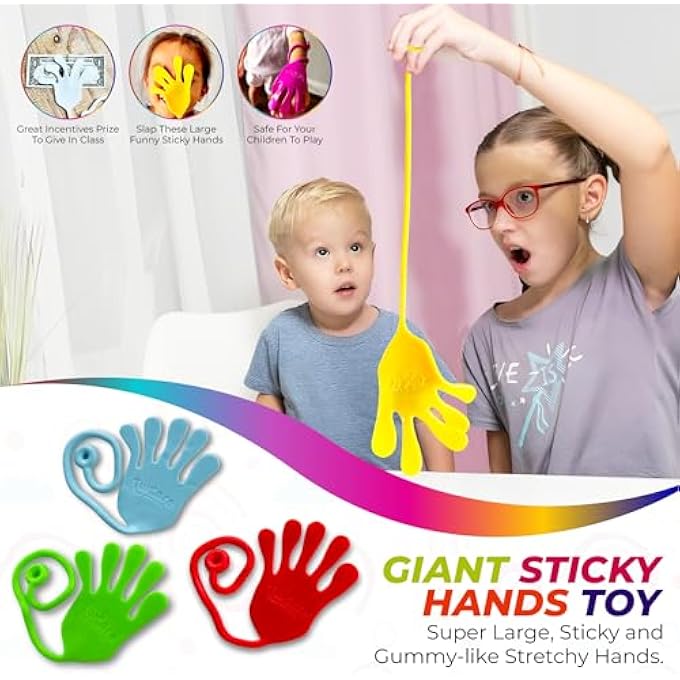 TwCare Jumbo Giant Sticky Hands, 13-in Total Length (8 Pack Assorted) Mega Large Fun Stretchy Silly String Toy for Kid Adult, Stress Anxiety ADHD Relief, Party Favors, Birthday Gift, Classroom Prizes - Image 3