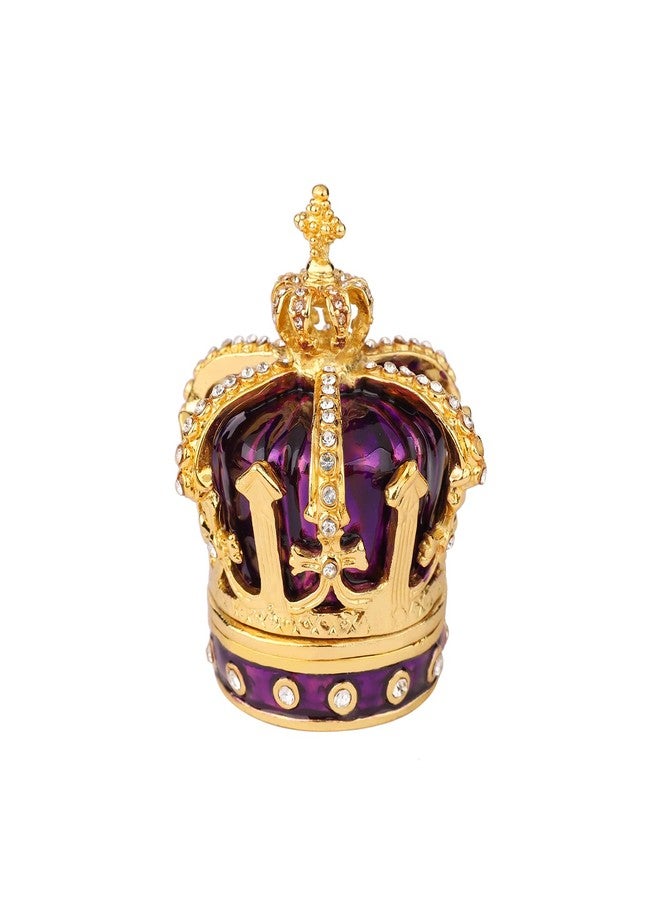 QIFU Hand Painted Purple Royal Crown Style Decorative Enameled Trinket Box Hinged, Unique Gift for Family - Image 2