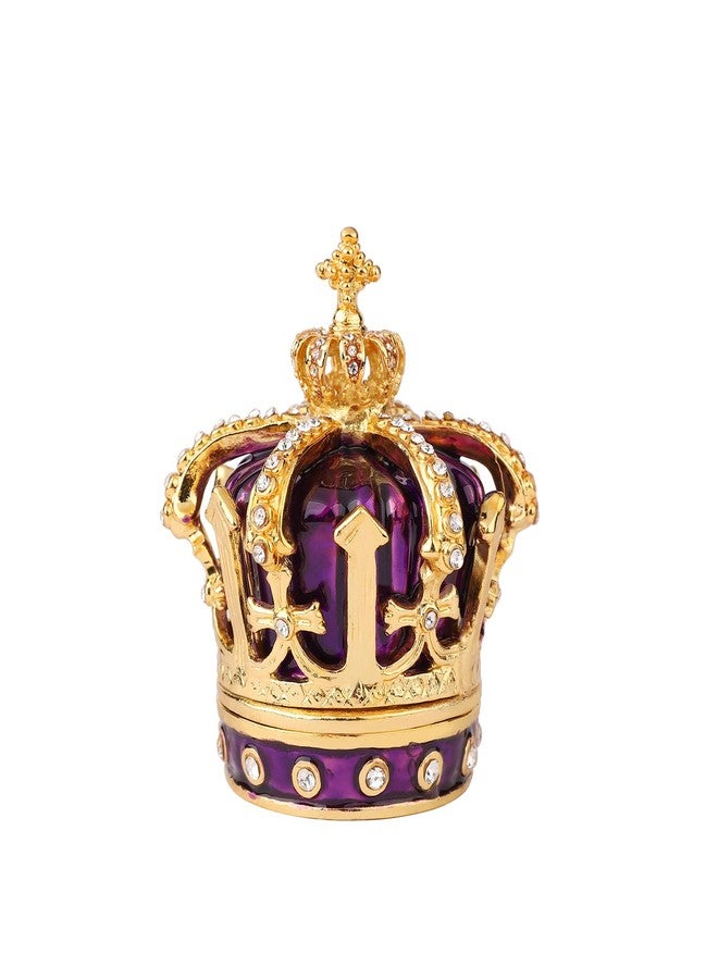 QIFU Hand Painted Purple Royal Crown Style Decorative Enameled Trinket Box Hinged, Unique Gift for Family - Image 1