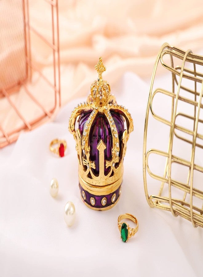 QIFU Hand Painted Purple Royal Crown Style Decorative Enameled Trinket Box Hinged, Unique Gift for Family - Image 5