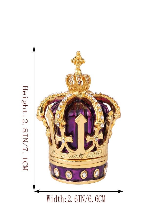 QIFU Hand Painted Purple Royal Crown Style Decorative Enameled Trinket Box Hinged, Unique Gift for Family - Image 4