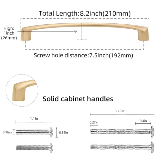 POVEFONK 10 Pack 75 inch192mm Champagne Bronze Kitchen Cabinet Handles Cabinet Pulls Gold Drawer Pulls Kitchen Cabinet Hardware Handles Dresser Handles - Image 3