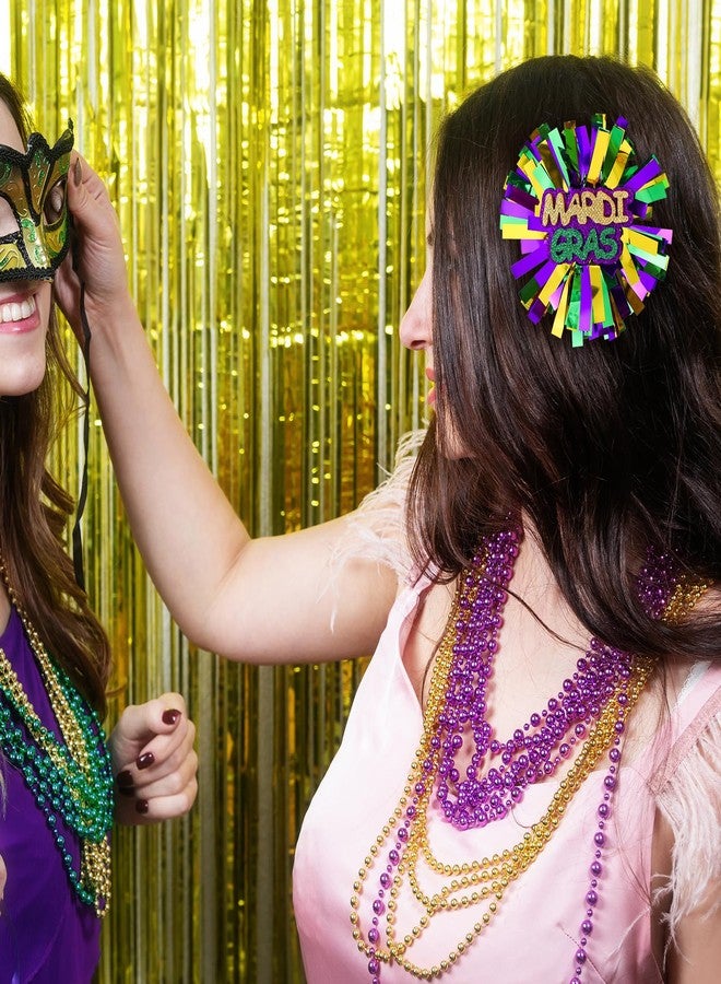 KCHIES Happy Mardi Gras Hair Bows Glitter Metallic Green Gold Purple Pom Pom Cheer Barrettes Hairpins Fat Tuesday Parade Costume Outfit Decor Accessories Gift for Women Girls Kids - Image 5