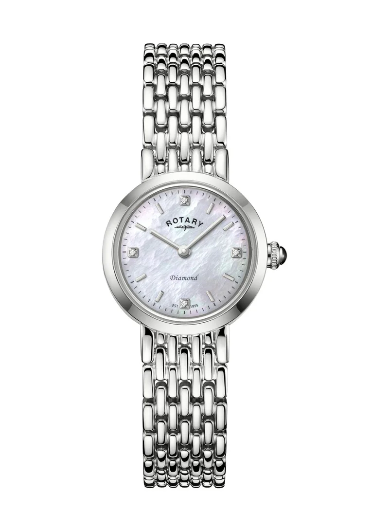 Rotary Women's Heritage Diamond Analogue Watch, 22.8 mm, Mother of Pearl Dial, Stainless Steel Bracelet