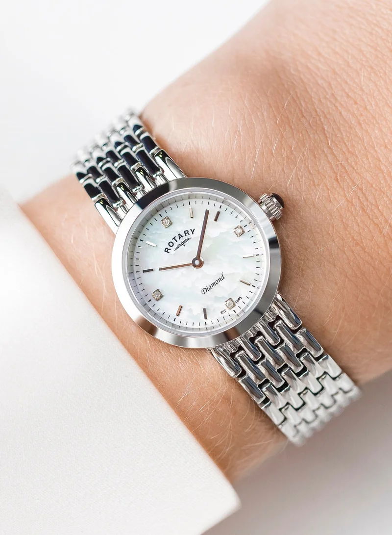 Rotary  Women's Heritage Diamond Analogue Watch, 22.8 mm, Mother of Pearl Dial, Stainless Steel Bracelet for Women | Best Price UAE