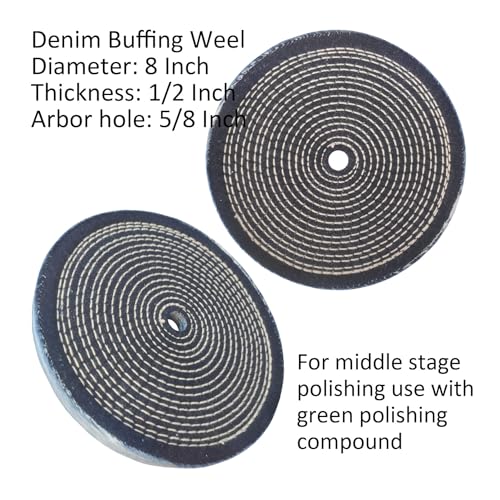 Jufay 6PC 8 Inch Stainless Steel Polishing Buffing Wheel Kit for Bench Grinder,kit with Each 1PC 5/8 Inch Arbor Hole Sisal/Denim/Cotton Wheel and Each 1PC 100g Bar Black/Green/White Polishing Compound - Image 3